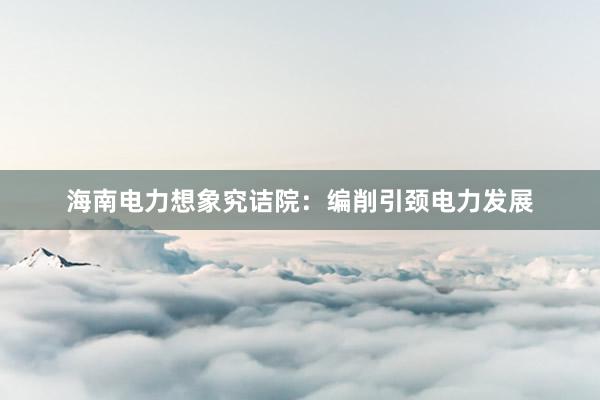 海南电力想象究诘院：编削引颈电力发展